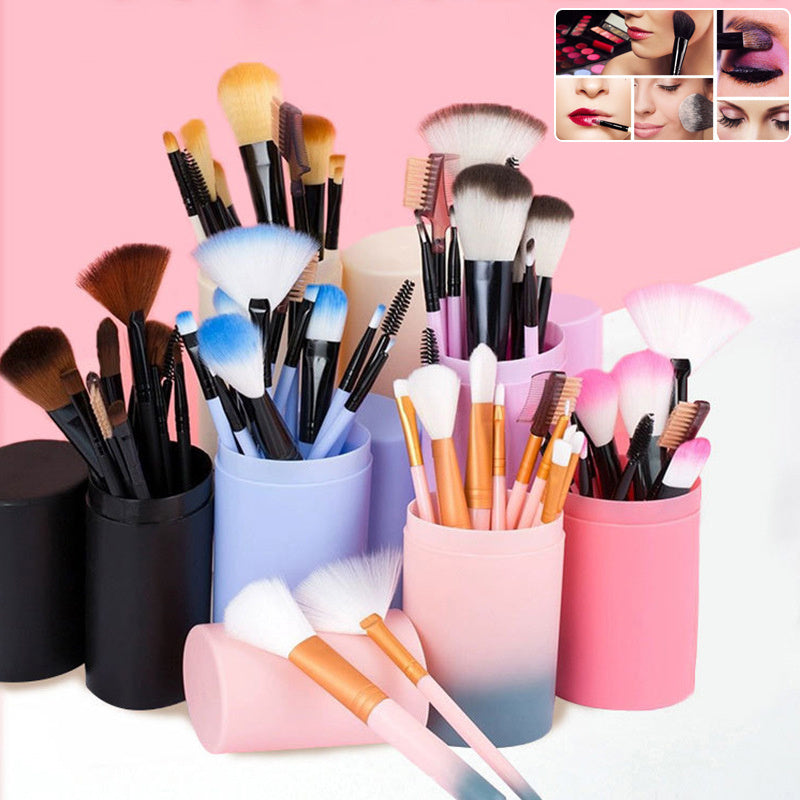 12-Piece Professional Makeup Brush Set for Face & Eyes